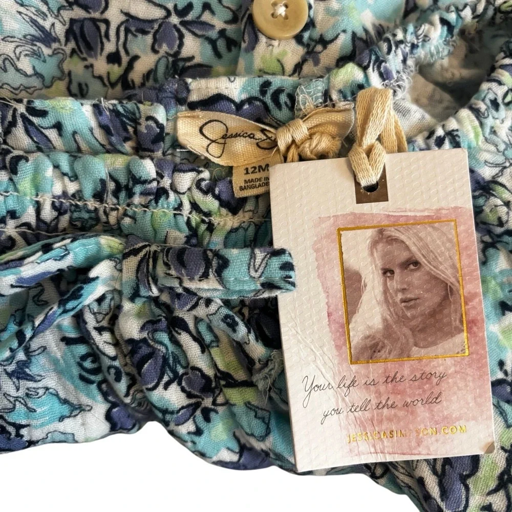 Jessica Simpson Girls‎ Blue Floral Top NWT Sz 12M Short Sleeve